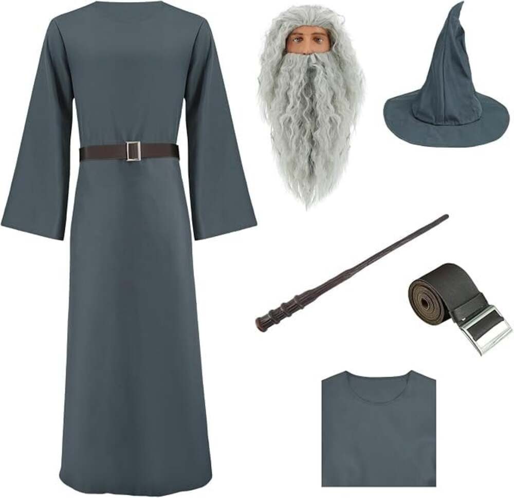 EDAUWAE Wizard Costume with Wigs Beards Pagan Tunic Costume Wizard Cloak Cosplay